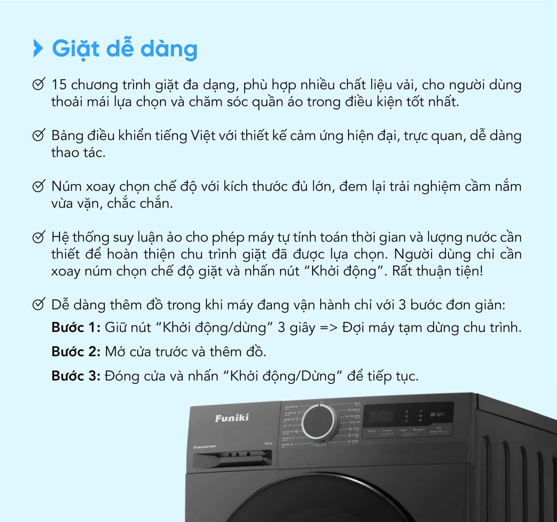 Máy giặt lồng ngang Funiki Inverter 10.5kg HWM F8105ADG